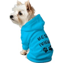 Mey İthalat Kedi ve Köpek Kıyafeti & Elbisesi Mavi Hoodie Best Friend S
