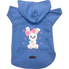 Mey İthalat Kapişonlu Polar Sweatshirt Köpek ve Kedi Kıyafeti & Elbisesi Mavi Rabbit M