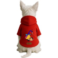 Mey İthalat Baskılı Içi Polarlı Köpek ve Kedi Kıyafeti & Elbisesi - Kırmızı Renk Kapüşonlu Hoodie BCA9A, 2xl