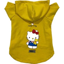 Mey İthalat Kapişonlu Polar Sweatshirt Köpek ve Kedi Kıyafeti & Elbisesi Sarı Hello Kitty M