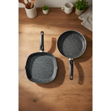 Mey İthalat Bernardo Carolin 2 Parça Grill Tava Seti Gri (26 cm -28 Cm)