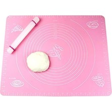 Mey İthalat Büyük Boy Silikon Hamur Açma Matı 65X45 cm (Pembe)