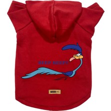 Mey İthalat Kapişonlu Polar Sweatshirt Köpek ve Kedi Kıyafeti & Elbisesi - Kırmızı Road Runner L Beden