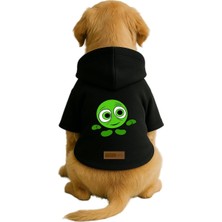 Mey İthalat Baskılı Içi Polarlı Köpek ve Kedi Kıyafeti & Elbisesi - Siyah Renk Kapüşonlu Hoodie BF2F8, 6xl