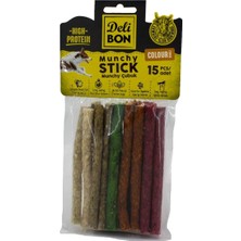 Mey İthalat Doggie Delibon Deriden Munchy Çubuk Karışık Renk, THICKX15PCS., Çok Renkli