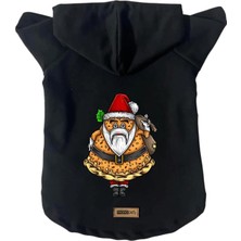 Mey İthalat Kapişonlu Polar Sweatshirt Köpek ve Kedi Kıyafeti & Elbisesi - Siyah Pizza Baba M Beden