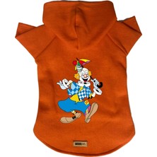 Mey İthalat Kapişonlu Polar Sweatshirt Köpek ve Kedi Kıyafeti & Elbisesi Turuncu Palyaço L