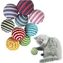 Mey İthalat Tineke Ip Sarma Renkli Kedi Oyun Topu 4 cm (5 Adet) Kedi Oyuncağı