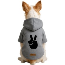 Mey İthalat Baskılı Içi Polarlı Köpek ve Kedi Kıyafeti & Elbisesi - Gri Renk Kapüşonlu Hoodie B5429, L