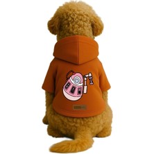 Mey İthalat Baskılı Içi Polarlı Köpek ve Kedi Kıyafeti & Elbisesi - Turuncu Renk Kapüşonlu Hoodie B9B02, L