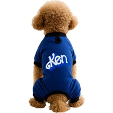 Mey İthalat Kedi ve Köpek Kıyafeti & Elbisesi Saks Mavi 4 Bacak Tulum Ken Xl