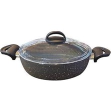 Mey İthalat Eda Cookware Zetra Tencere Basık Granit 28 cm Gri ZK-024