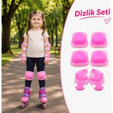 BURADABULDUN 3'lü Koruyucu Dizlik, Dirseklik ve Bileklik Seti Pembe 3+ Yaş Çocuklar İçin