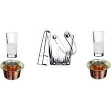 Mey İthalat Pasabahce 6 Parça Meşrubat Rakı Bardak Bakır Ehlikeyf Buz Kovası Seti 869541202214456