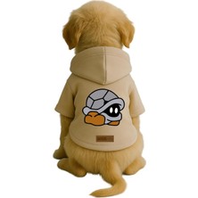 Mey İthalat Baskılı Içi Polarlı Köpek ve Kedi Kıyafeti & Elbisesi - Bej Renk Kapüşonlu Hoodie B0B3B 6xl