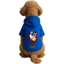 Mey İthalat Baskılı Içi Polarlı Köpek ve Kedi Kıyafeti & Elbisesi - Mavi Renk Kapüşonlu Hoodie B36DF, S