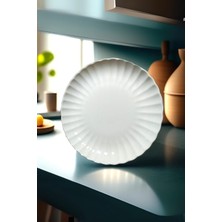 Mey İthalat Kütahya Porselen Bone Luz Form Pasta Takımı 6 Parça 21CM Beyaz BNLZF21DUS600