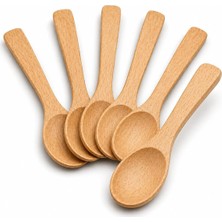 Mey İthalat 6’lı Küçük Ahşap Kaşık Seti 15 cm Doğal Ahşap Mini Kaşık Karıştırma Tadım Baharat Sos Servisi Bebek Besleme Için Isıya Dayanıklı Tencere Çizmez Ergonomik Sağlıklı Mutfak Kaşığı Seti