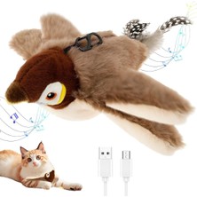 Mey İthalat Jouis Kedi Oyuncağı Uçan Kuş Dokunmatik, Titreşimli ve Hareketli Kuş, Iple Asılabilir, Gerçekçi Kanat Çırpma Efekti, Sesli Etkileşimli Kedi Oyuncağı