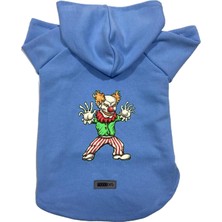 Mey İthalat Kapişonlu Polar Sweatshirt Köpek ve Kedi Kıyafeti & Elbisesi Mavi Evil Clown L