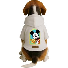 Mey İthalat Baskılı Içi Polarlı Köpek ve Kedi Kıyafeti & Elbisesi - Beyaz Renk Kapüşonlu Hoodie BD517 Xl