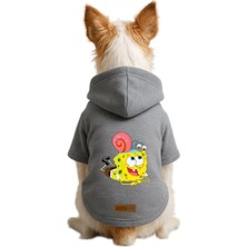 Mey İthalat Baskılı Içi Polarlı Köpek ve Kedi Kıyafeti & Elbisesi - Gri Renk Kapüşonlu Hoodie B2239, S