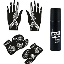 Mey İthalat Çiçek Model El Ayak Geçici Dövme Seti Spray Tattoo Dark Siyah Renk