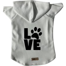 Mey İthalat Kapişonlu Sweatshirt Köpek ve Kedi Kıyafeti & Elbisesi - Beyaz Love M Beden