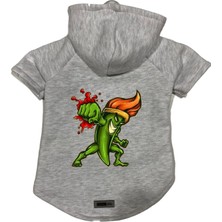 Mey İthalat Kapişonlu Polar Sweatshirt Köpek ve Kedi Kıyafeti & Elbisesi Gri Brush Fighter Xl