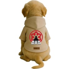Mey İthalat Baskılı Içi Polarlı Köpek ve Kedi Kıyafeti & Elbisesi - Bej Renk Kapüşonlu Hoodie BD5FB, 5xl