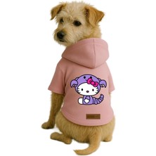 Mey İthalat Baskılı Içi Polarlı Köpek ve Kedi Kıyafeti & Elbisesi - Pembe Renk Kapüşonlu Hoodie B9357 M
