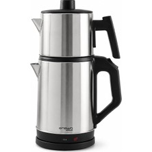 Mey İthalat Mobee Crwn 1500W Paslanmaz Çelik Otomatik Çay Makinesi 1.8l + 0.8l Çelik Demlikli Kablosuz Çaycı
