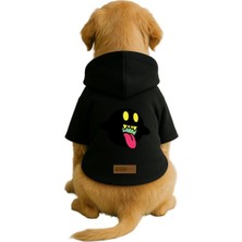 Mey İthalat Baskılı Içi Polarlı Köpek ve Kedi Kıyafeti & Elbisesi - Siyah Renk Kapüşonlu Hoodie BC3E5 2xl