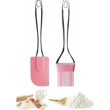 Mey İthalat Silikon Spatula ve Fırça Seti, Silikon Yağ Fırçası, Silikon Yağ Sos Yumurta Fırçası, Damla Saplı Mutfak Hamur Spatula