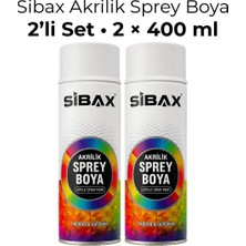 Sibax Akrilik Sprey Boya 2’li Beyaz Set – 400 ml x 2 Adet