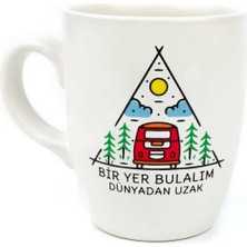 Mey İthalat Bir Yer Bulalım Dünyadan Uzak 02 Krem Oval Kupa - Hediye Seramik Kupa