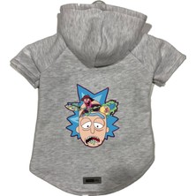Mey İthalat Kapişonlu Polar Sweatshirt Köpek ve Kedi Kıyafeti & Elbisesi Gri Rick And Morty 2 M