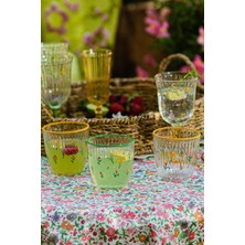 Mey İthalat Rakle Botanical Premium Su Bardağı Serisi - Sarı-Yeşil Rim Detaylı - 4 Parça 290CC Kapasiteli - Özel Tasarım Cam - Modern Sunumlar