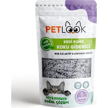 Mey İthalat Petlook Kedi Kumu Koku Giderici Aktif Karbon Katkılı Kokusuz 300 gr (Lavanta)