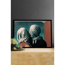 Mey İthalat Postermanya (PSTER14747) The Lovers - Aşıklar- Rene Magritte Sanatsal Çerçeveli Tablo 21 x 30