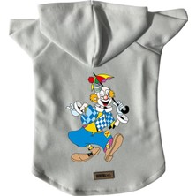 Mey İthalat Kapişonlu Polar Sweatshirt Köpek ve Kedi Kıyafeti & Elbisesi Beyaz Palyaço M