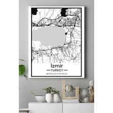 Mey İthalat Postermanya (PSTER18626) Izmir Harita Dekoratif Tasarım Kanvas Tablo 40 x 60
