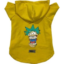 Mey İthalat Kapişonlu Polar Sweatshirt Köpek ve Kedi Kıyafeti & Elbisesi Sarı Rick And Morty S