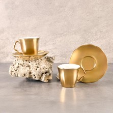 Mey İthalat Aryıldız Stellar Gold Türk Kahve Fincan Takımı 4 Parça 2 Kişilik Altın Detaylı Renkli 90 ml