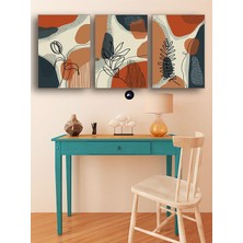 Mey İthalat Postermanya (PSTER136) Turuncu Soyut Yaprak ve Çiçek Üçlü Kanvas Tablo Seti, Premium 3'lü Canvas, 3 Parçalı Duvar Tablosu 21 x 30