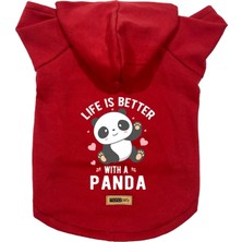 Mey İthalat Kapişonlu Polar Sweatshirt Köpek ve Kedi Kıyafeti & Elbisesi - Kırmızı Panda S Beden