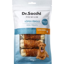 Mey İthalat Dr.sacchi Premium Tavuk Sargılı Beyaz Sığır Derisi Pres Kemik Tahılsız Köpek Ödülü 3” 22-25 gr 5'li