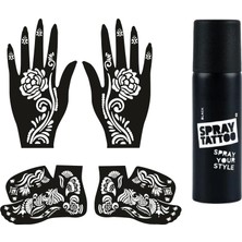 Mey İthalat Gül Model El Ayak Geçici Dövme Seti Spray Tattoo Dark Siyah Renk