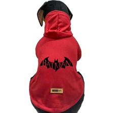 Mey İthalat Kapişonlu Sweatshirt Köpek ve Kedi Kıyafeti - Kırmızı Batman L Beden