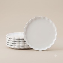Tezyinat Wood Habbe Yalın Porselen 6'lı Pasta Tabağı Seti